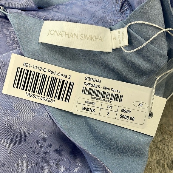 NWT Jonathan Simkhai Vivian Jacquard Mini Dress Long Sleeve Fringe Periwinkle 2 - Picture 9 of 13